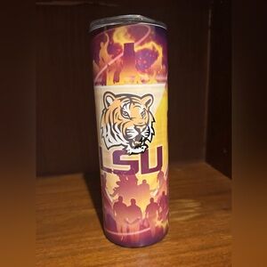 LSU Tiger Tumbler with Purple and Gold Design